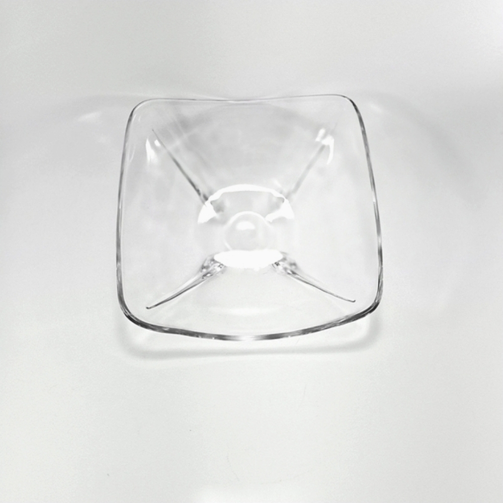 Vintage MCM Clear Glass Footed Serving Candy Square Dish Collectible